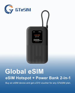 GTeSIM 全球 eSIM 热点移动 WiFi MiFi + 移动电源 + 赠送 10 美元代金券
