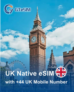 UK Native eSIM with +44 UK Mobile Number