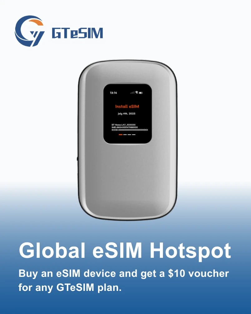 GTeSIM Global eSIM Hotspot WiFi Móvil MiFi + 10 $ de regalo